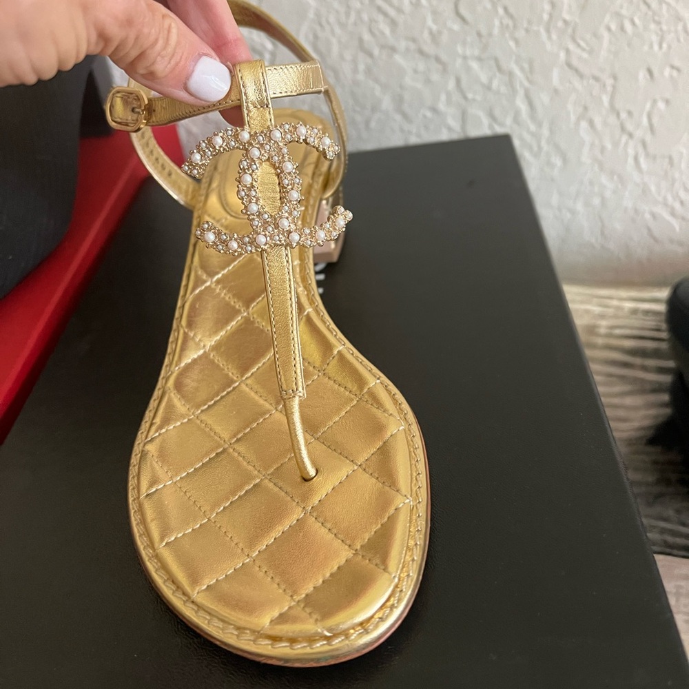 Chanel Gold Sandals
